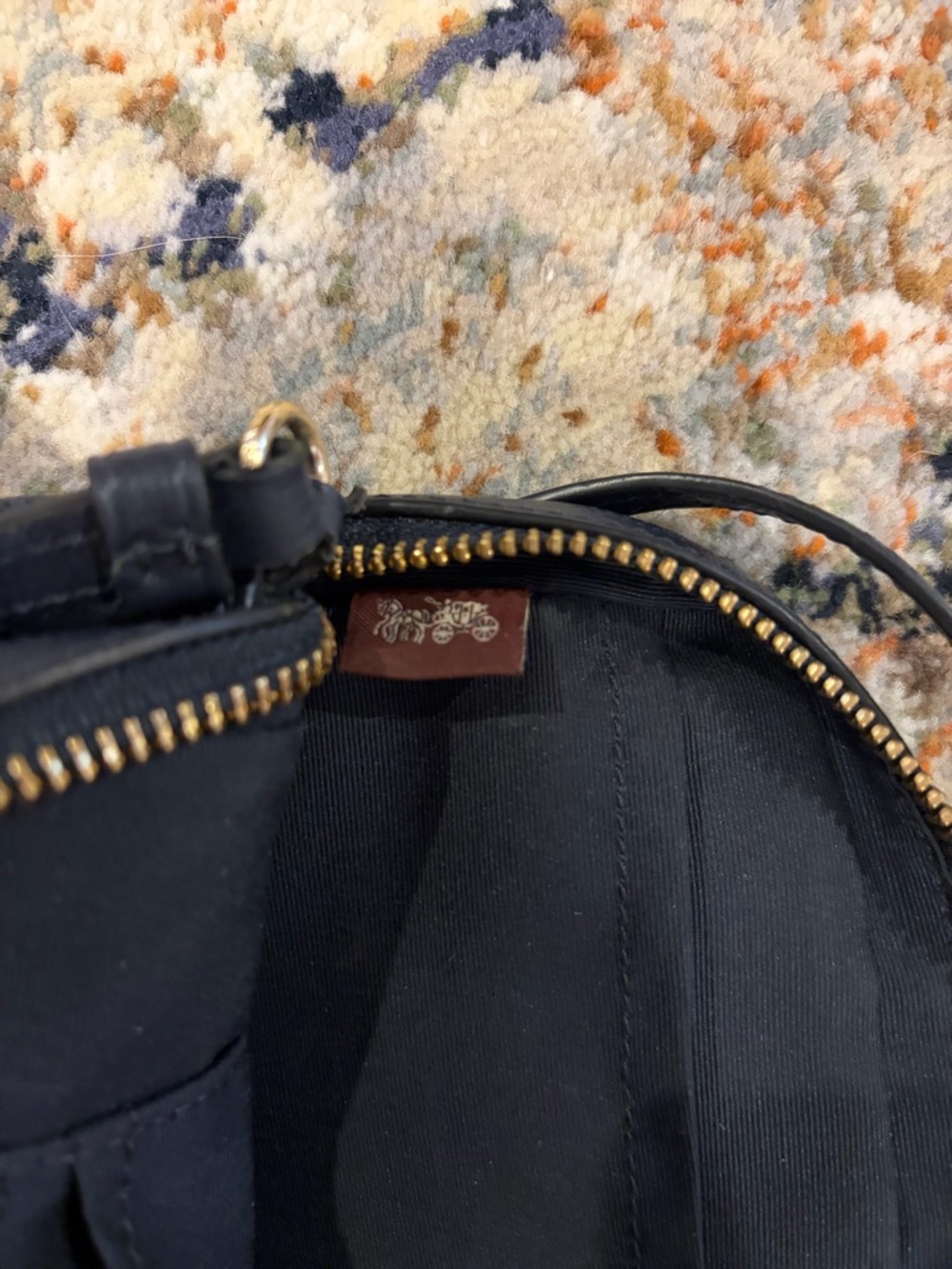 Coach Mini Camera Bag Navy Signature Perforated Leather Crossbody - Picture 8 of 8